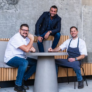 (left to right) Andrea Montobbio, Carmine Noce, and David Gibbs; photo courtesy of Madelynne Ross.