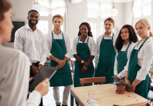 Restaurant employee meeting